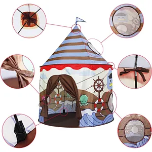 Homfu Play Tent For Kids Castle For Children Boys and Girls Viking Pattern Pop up Tent As Christmas Gift
