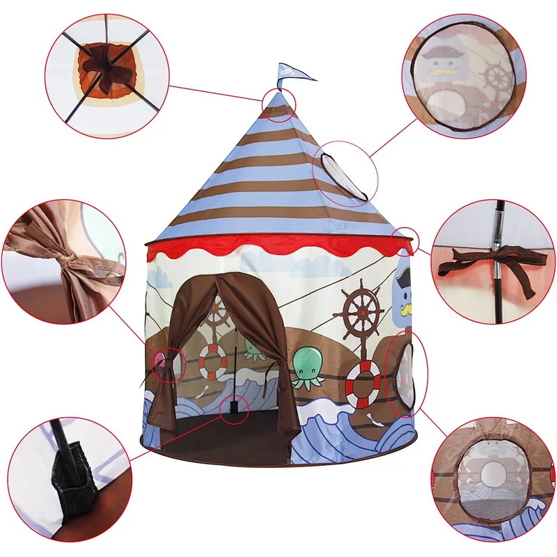 Homfu Play Tent For Kids Castle For Children Boys and Girls Viking Pattern Pop up Tent As Christmas Gift